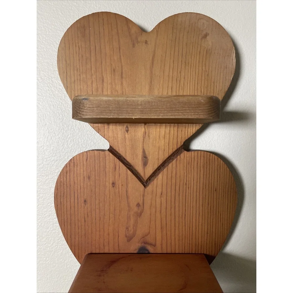 Vintage 3 Tier Wooden Heart Shape Shelf with Peg Cottagecore Grandma Country